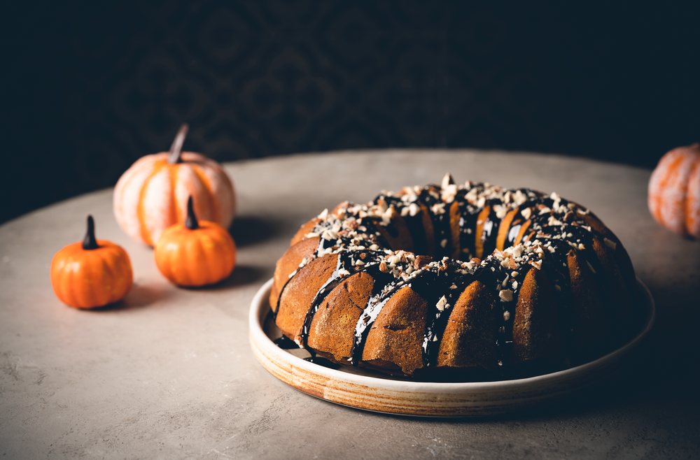 Thankgiving Pumpkin Bundt Cake with an Infused Chocolate Glaze