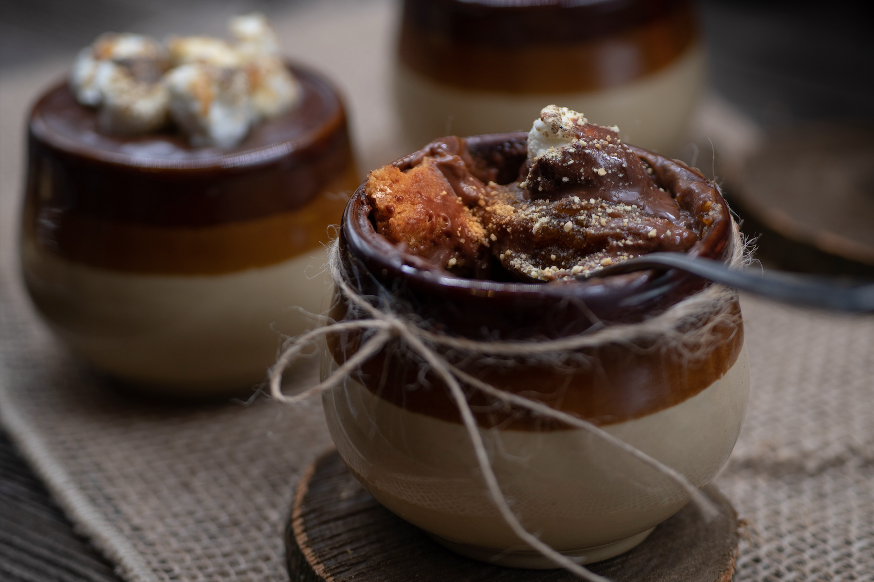 Pumpkin Mousse with Ganache & S'mores